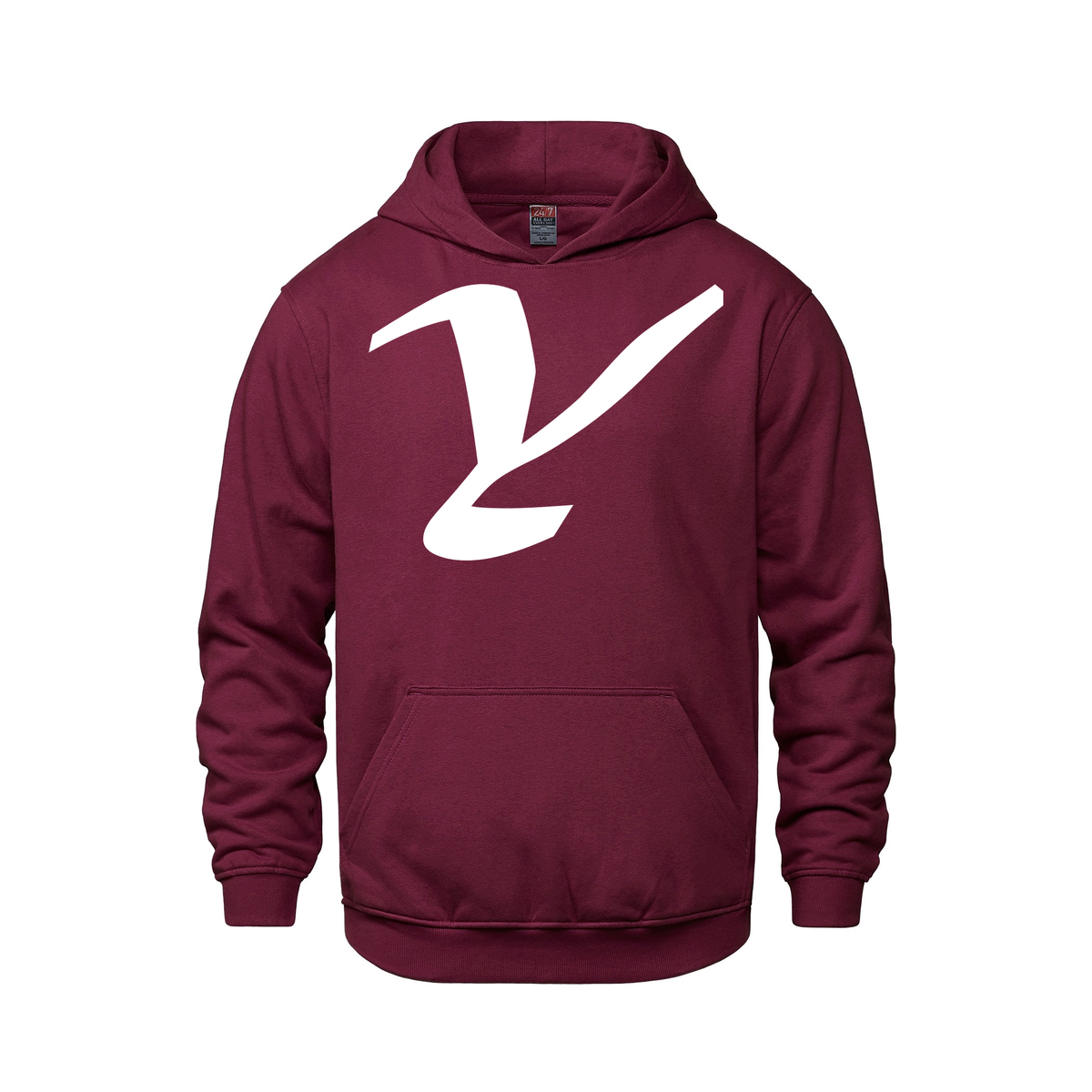 Alphabet Y Hoodie 9 inch calligraphy White ink, Maroon