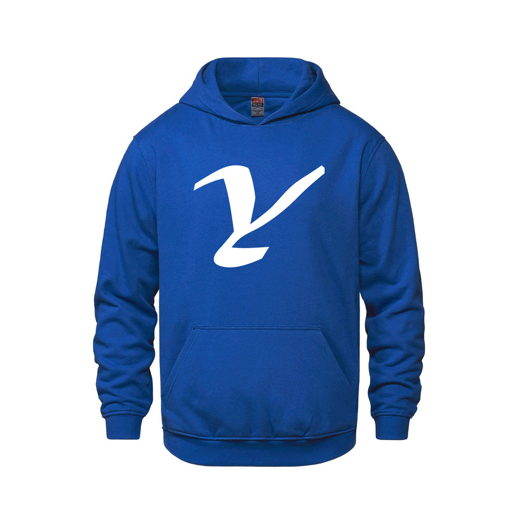 Alphabet Y Hoodie 9 inch calligraphy White ink, Royal