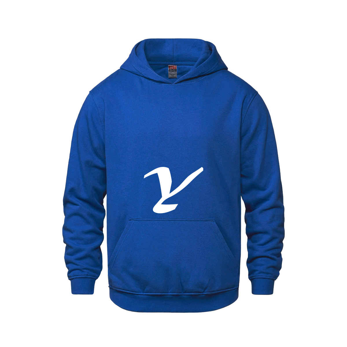 Alphabet Y Hoodie 9 inch calligraphy White ink, Royal