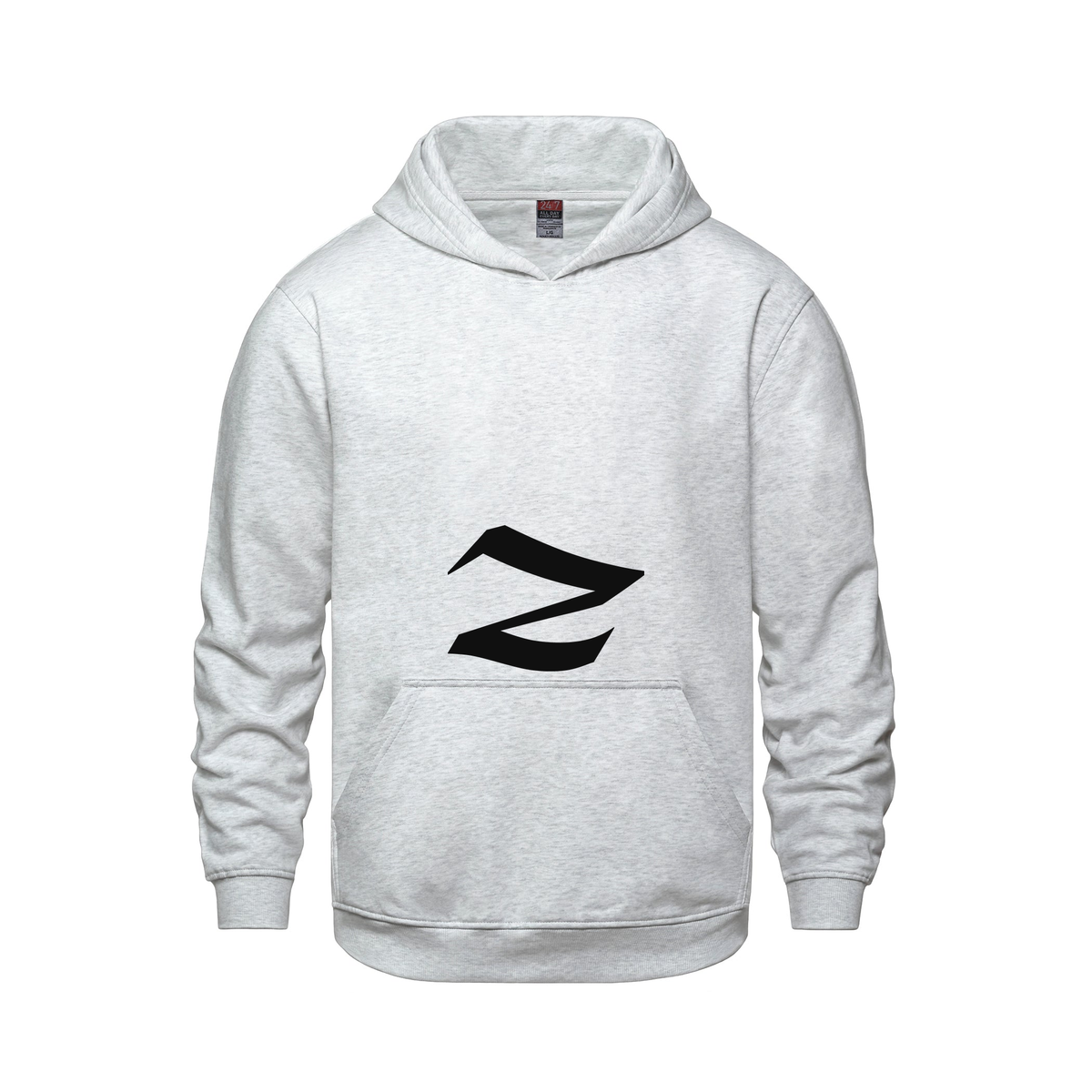 Alphabet Z Hoodie 9 inch calligraphy Black ink, Ash