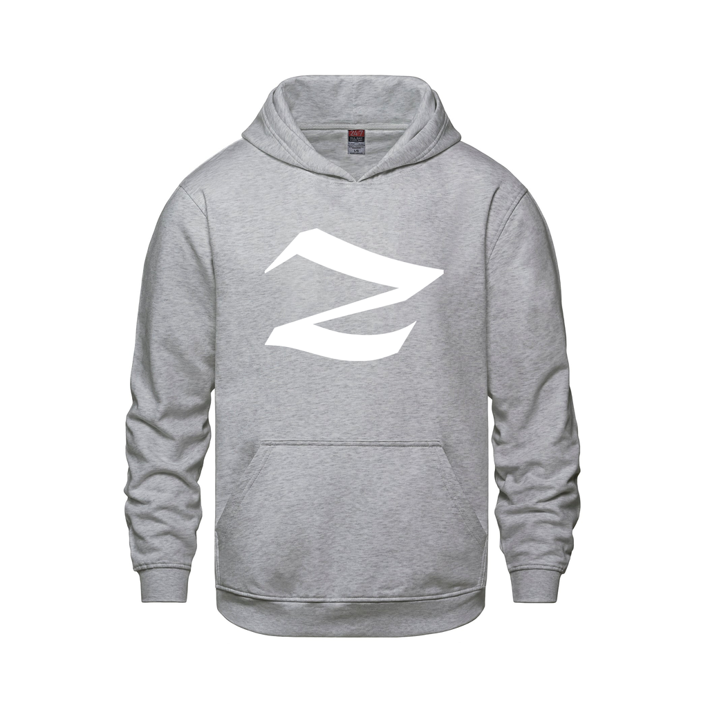 Alphabet Z Hoodie 9 inch calligraphy White ink, Athletic Grey