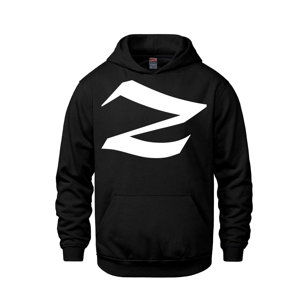 Alphabet Z Hoodie 9 inch calligraphy White ink, Black