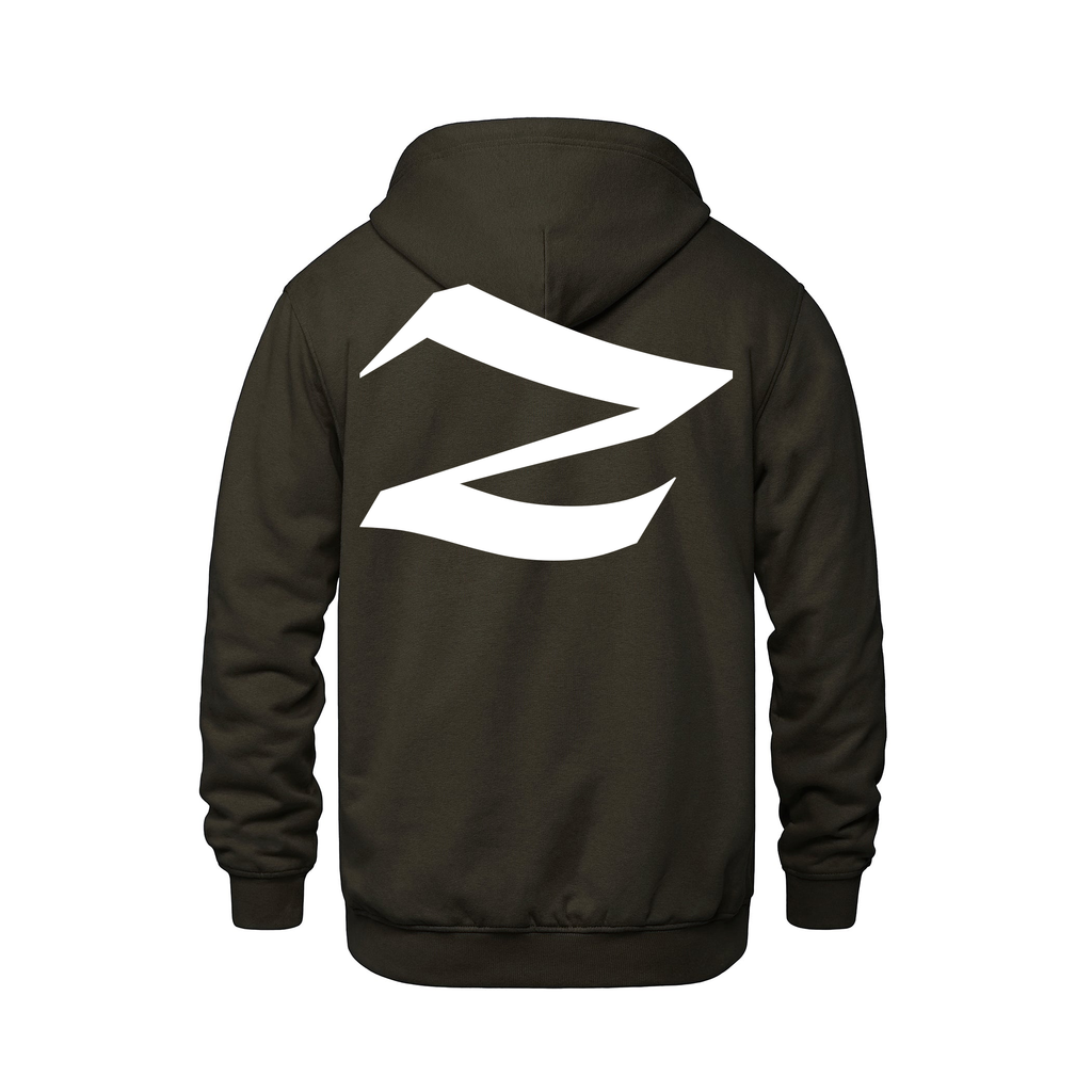 Alphabet Z Hoodie 9 inch calligraphy White ink, Brown
