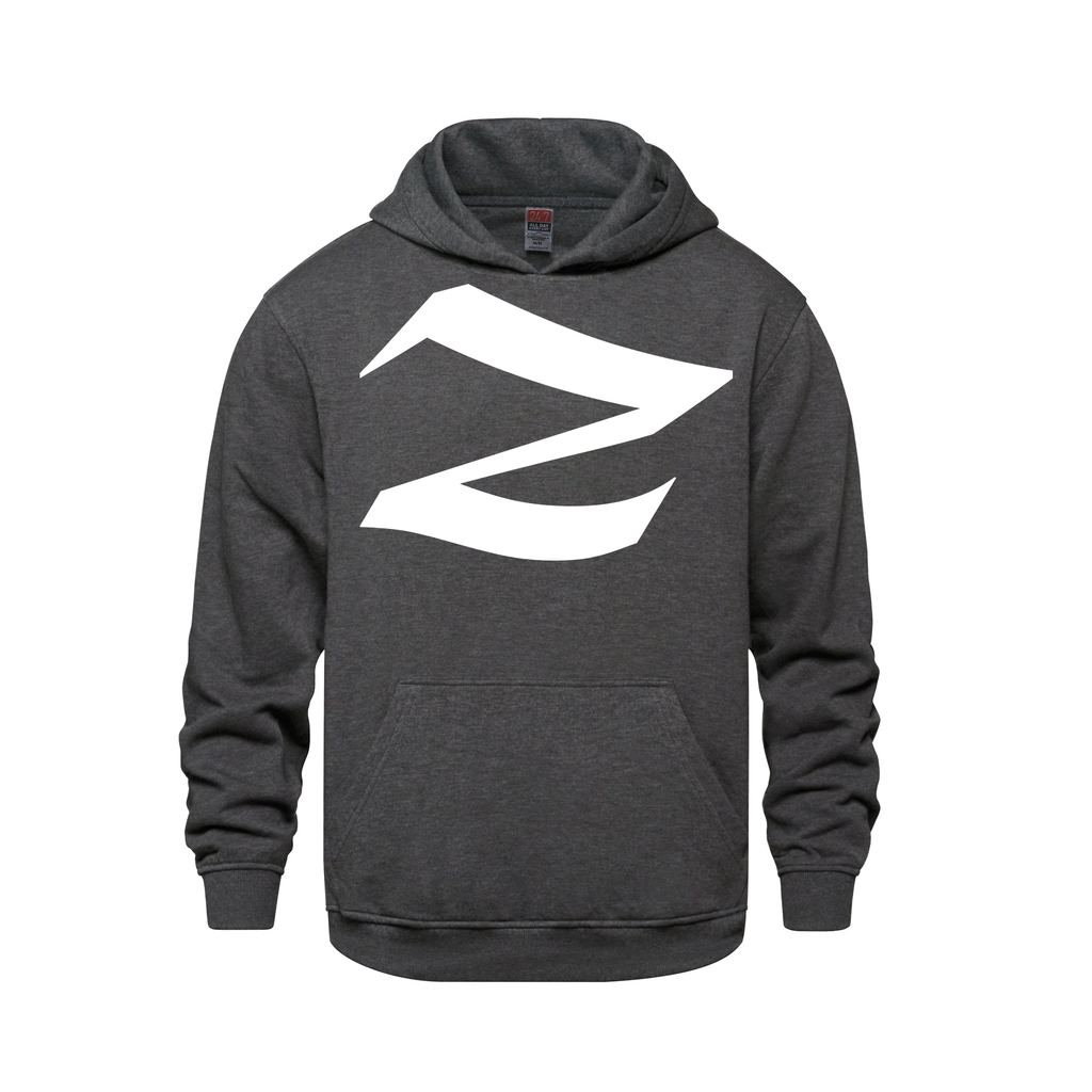 Alphabet Z Hoodie 9 inch calligraphy White ink, Charcoal
