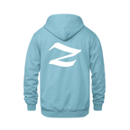Alphabet Z Hoodie 9 inch calligraphy White ink, Light Blue