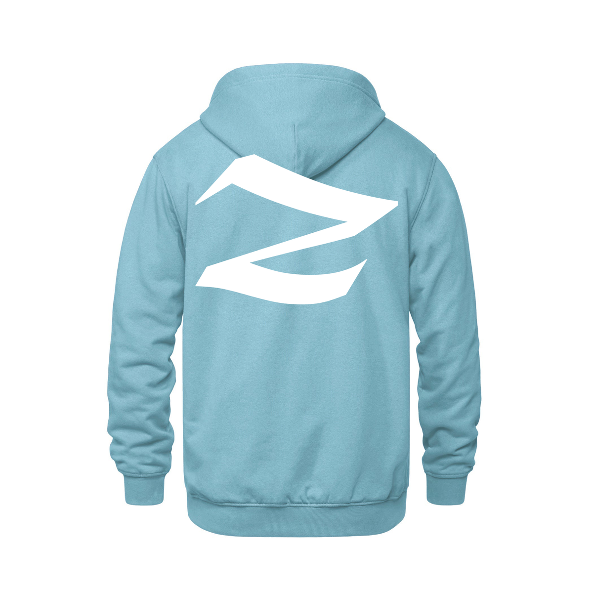 Alphabet Z Hoodie 9 inch calligraphy White ink, Light Blue