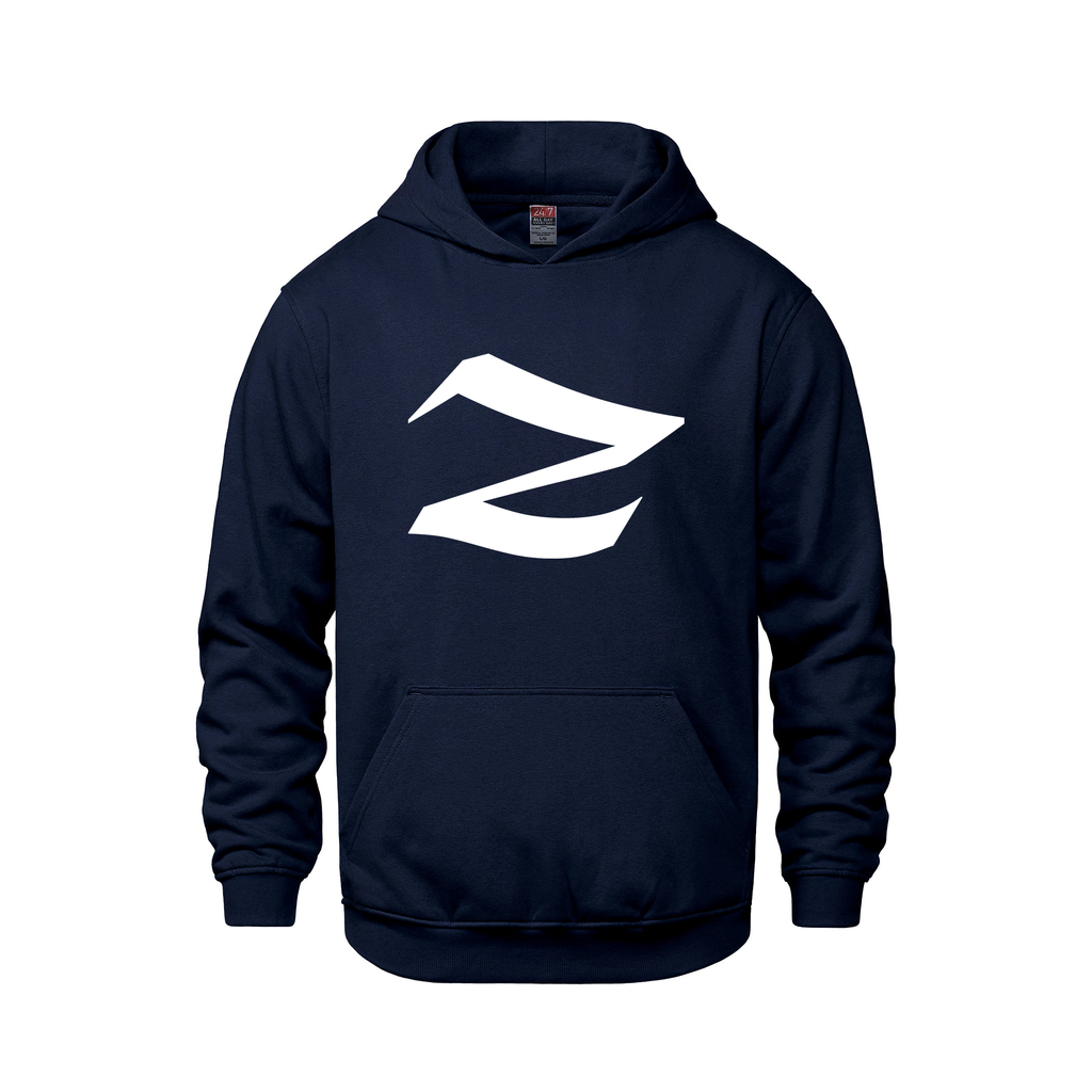Alphabet Z Hoodie 9 inch calligraphy White ink, Navy