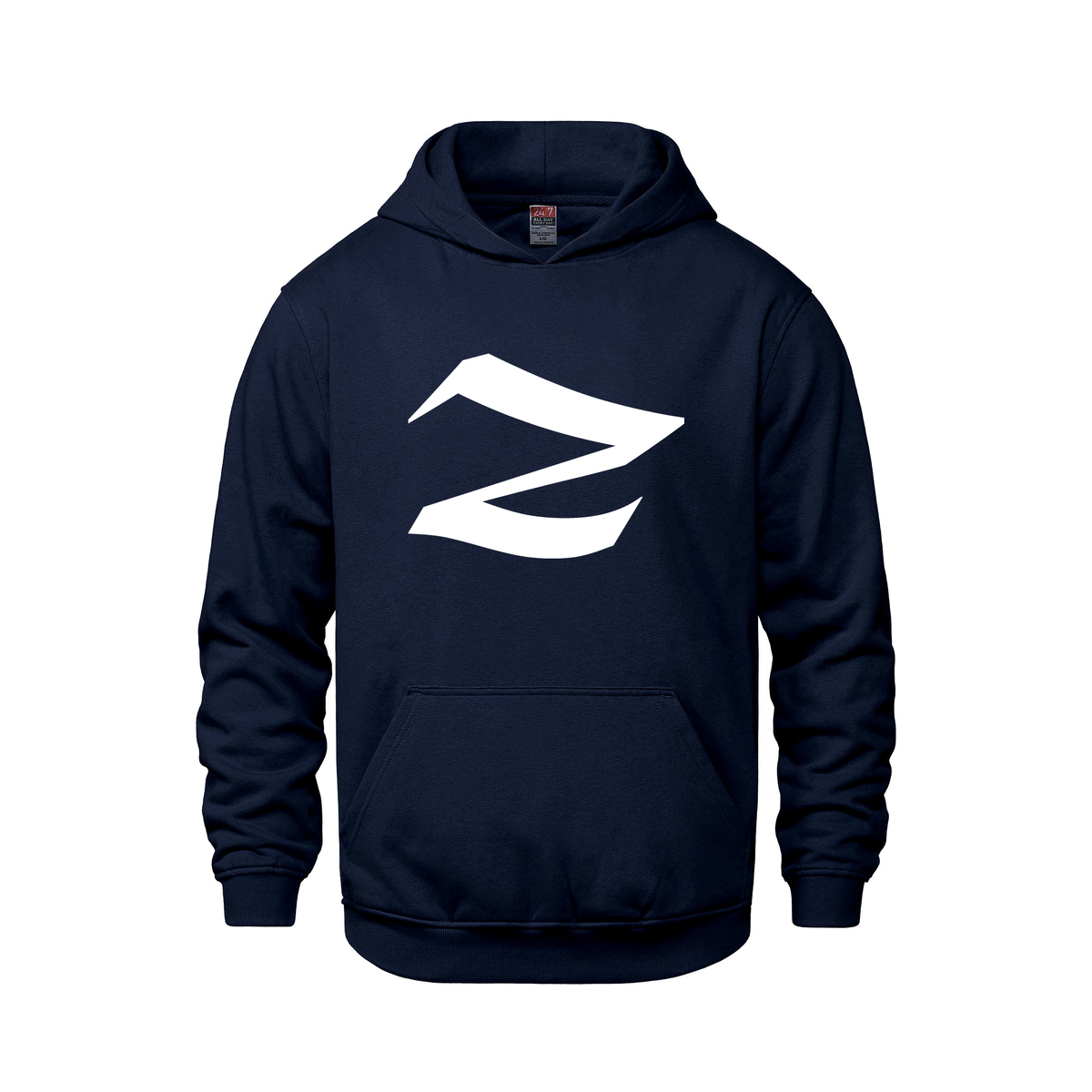 Alphabet Z Hoodie 9 inch calligraphy White ink, Navy