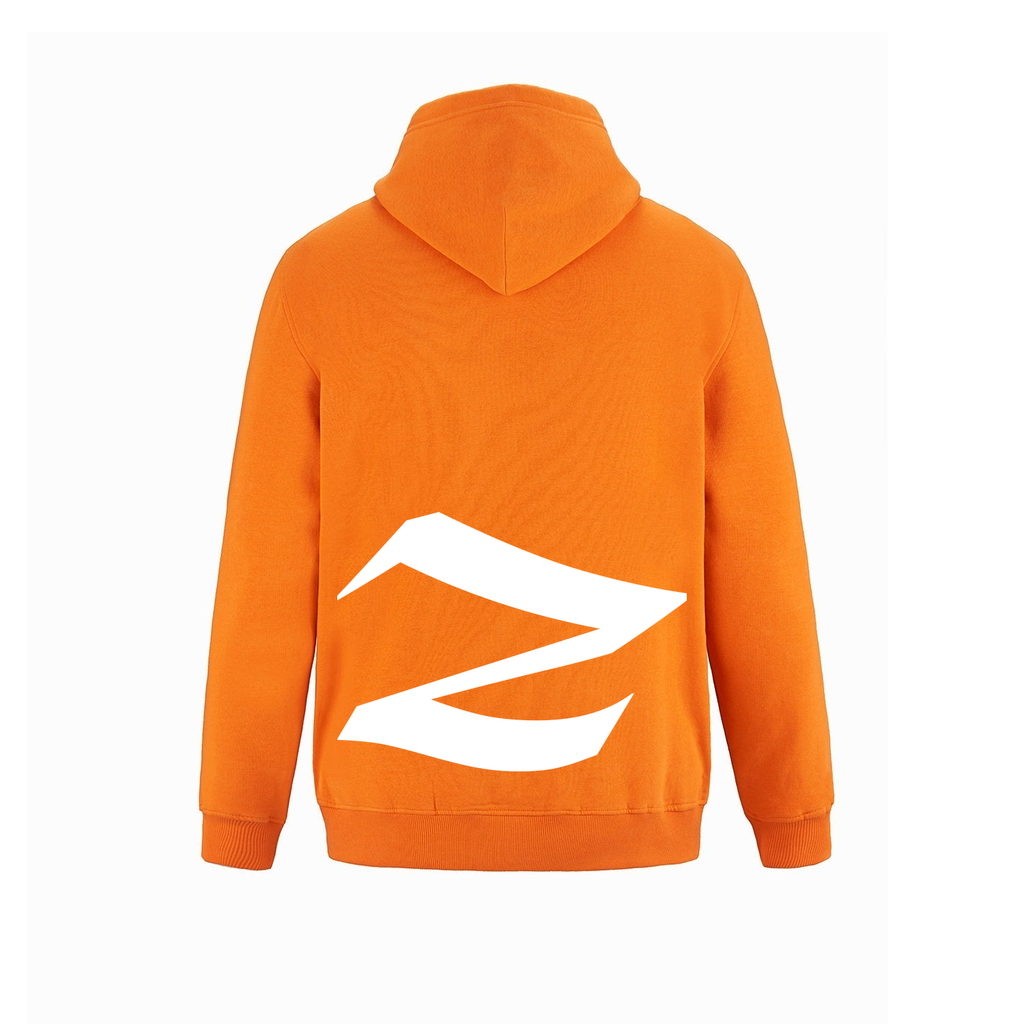 Alphabet Z Hoodie 9 inch calligraphy White ink, Orange