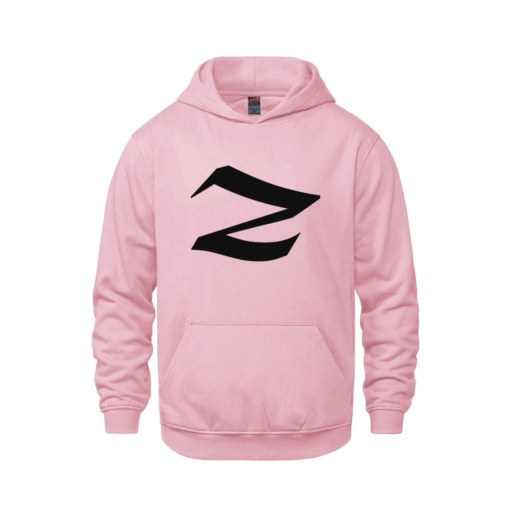 Alphabet Z Hoodie 9 inch calligraphy Black ink, Pink