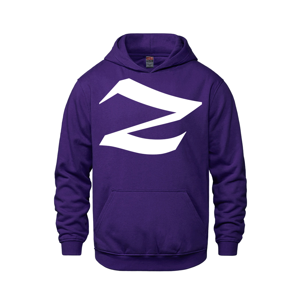 Alphabet Z Hoodie 9 inch calligraphy White ink, Purple