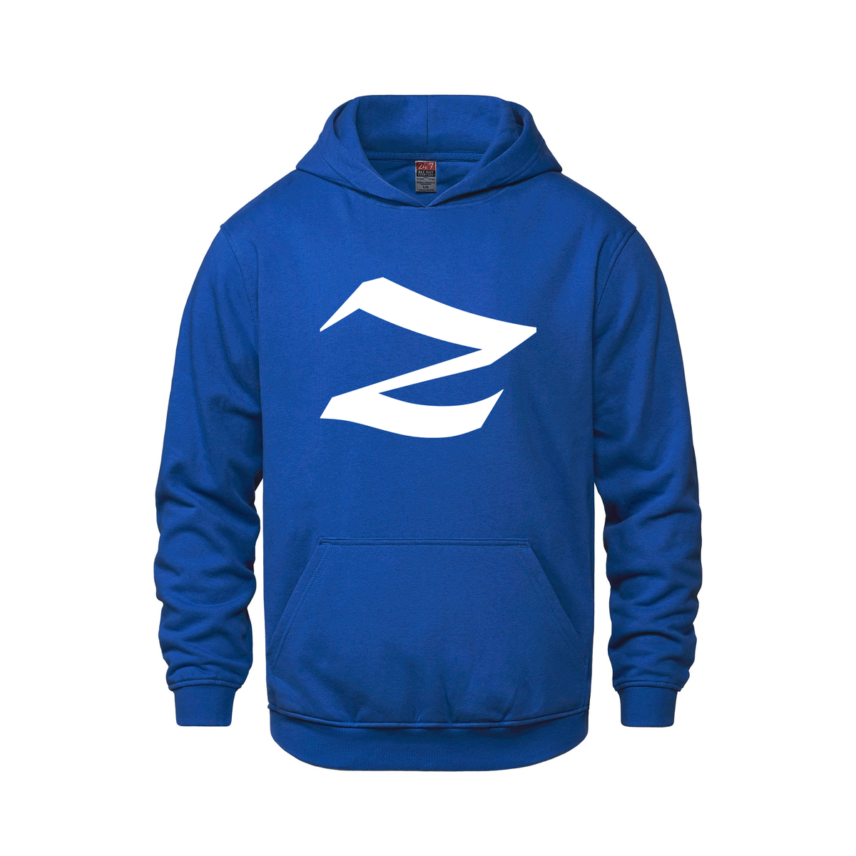Alphabet Z Hoodie 9 inch calligraphy White ink, Royal