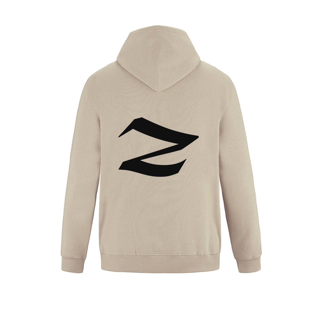 Alphabet Z Hoodie 9 inch calligraphy Black ink, Sand