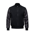 Heritage 54 L06085, - Varsity - Melton And Leather Varsity Jacket, Black/Black