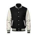 Heritage 54 L06085, - Varsity - Melton And Leather Varsity Jacket, Black/Bone