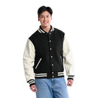 Heritage 54 L06085, - Varsity - Melton And Leather Varsity Jacket, Black/Bone