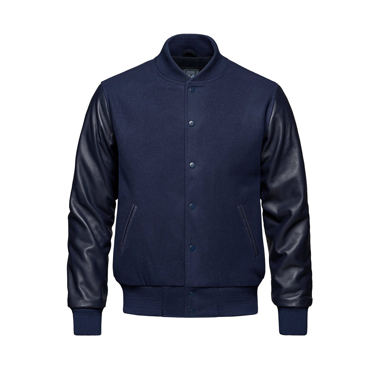 Heritage 54 L06085, - Varsity - Melton And Leather Varsity Jacket, Navy/Navy