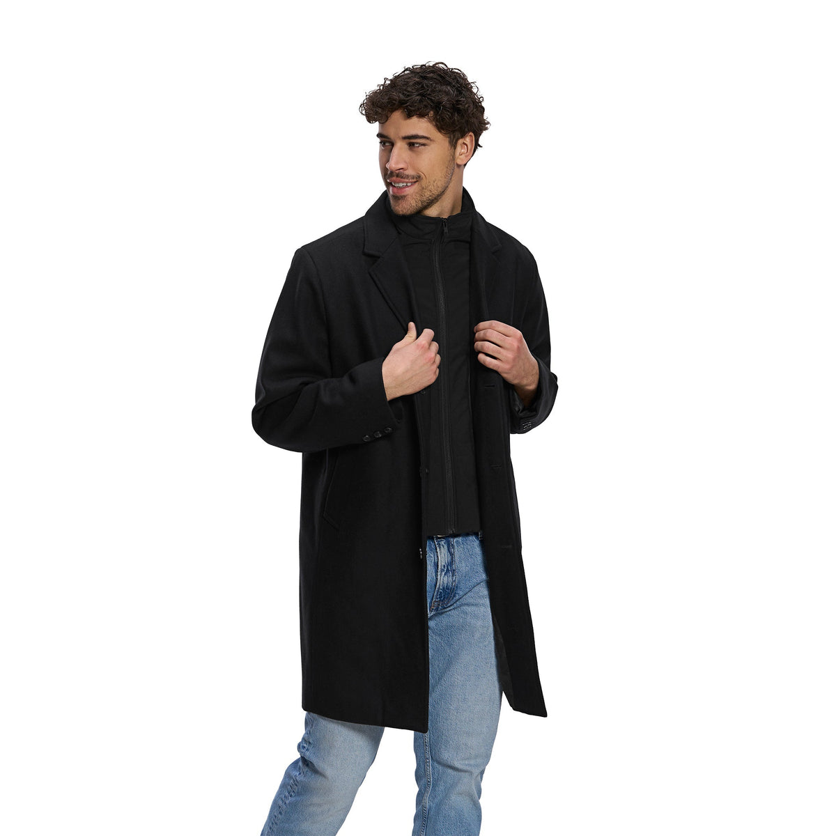 Heritage 54 L06090, - Regent - Melton Coat With Removable Collar, Black