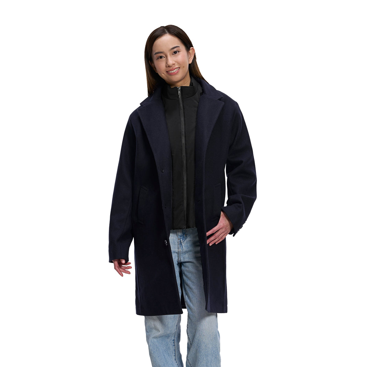 Heritage 54 L6090Y, - Regent - Youth Melton Coat With Removable Collar, Navy