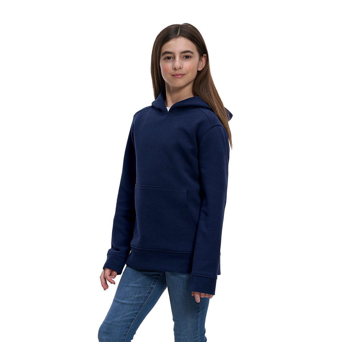 Heritage 54 L6400Y, - Pulse - Youth Performance Double Knit Pullover Hooded Sweatshirt, Navy