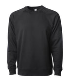 INDEPENDENT SS1000C, Unisex Lightweight Loopback Terry Crew, Black