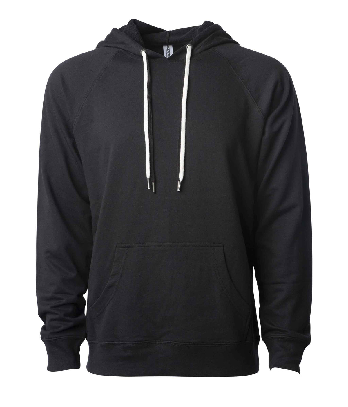 INDEPENDENT SS1000P, Unisex Lightweight Loopback Terry Hooded Pullover, Black