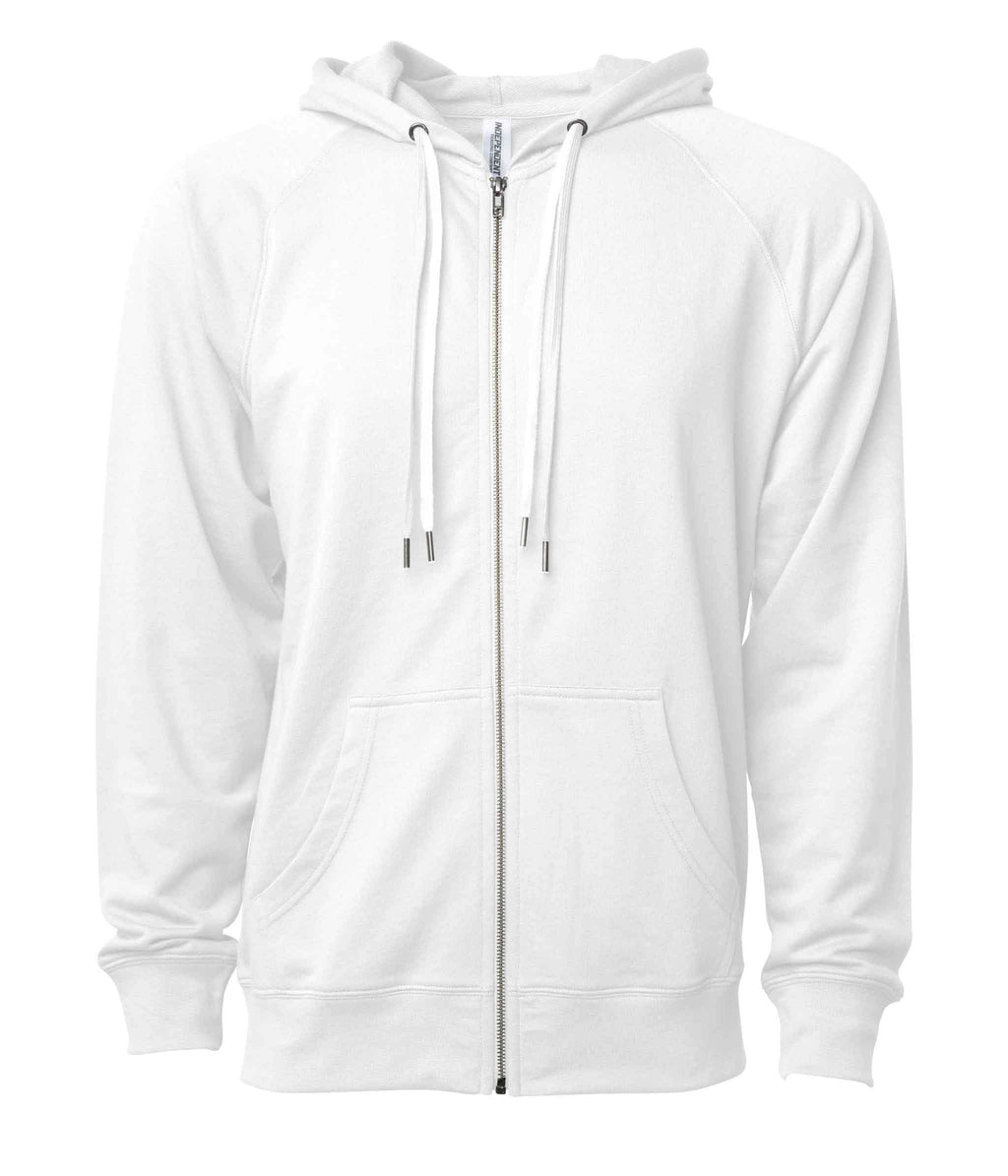 INDEPENDENT SS1000Z-P1, Ss1000z - Unisex Lightweight Loopback Terry Ziphood (colors A-o), White