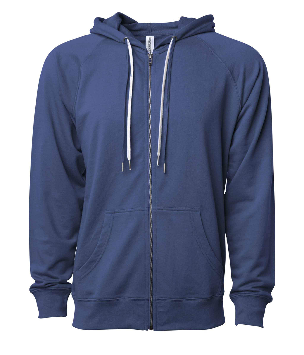 INDEPENDENT SS1000Z-P1, Ss1000z - Unisex Lightweight Loopback Terry Ziphood (colors A-o), Indigo