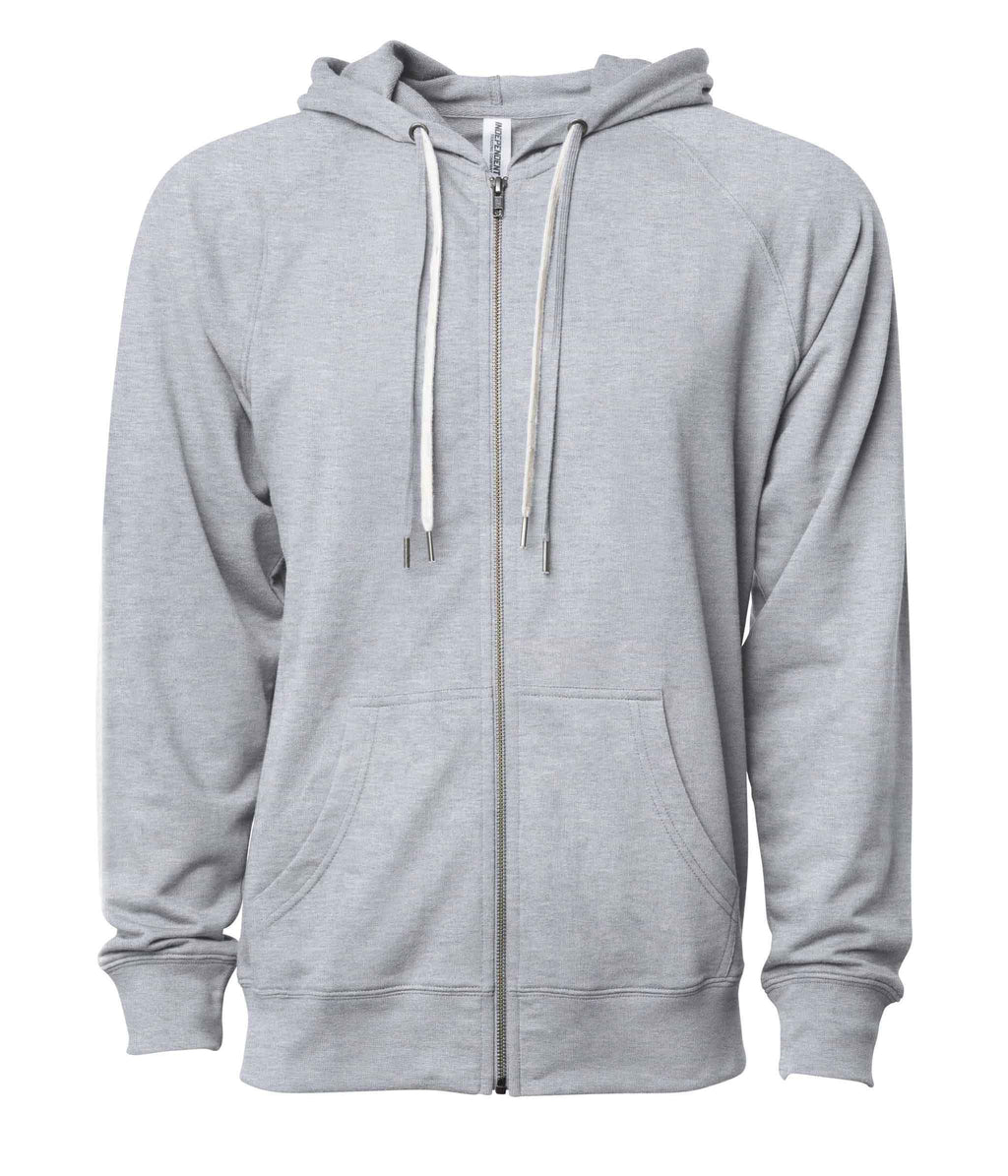 INDEPENDENT SS1000Z-P1, Ss1000z - Unisex Lightweight Loopback Terry Ziphood (colors A-o), Athletic Heather
