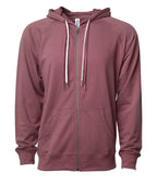 INDEPENDENT SS1000Z-P2, Ss1000z - Unisex Lightweight Loopback Terry Ziphood (port, Rose, White), Port