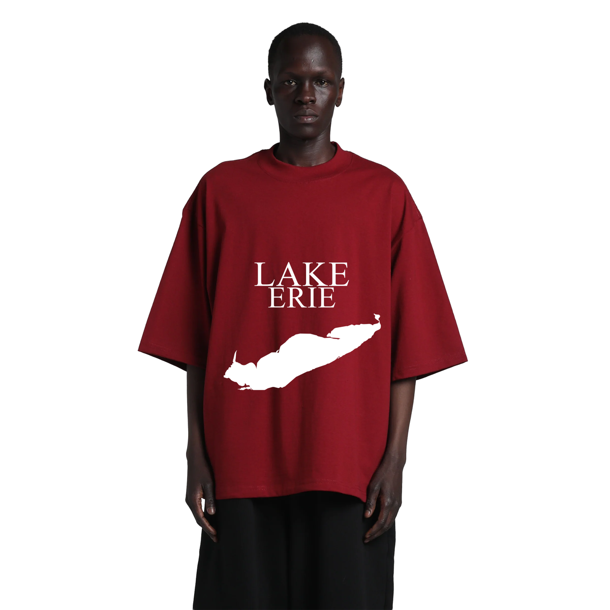 Lake Erie - Condensed Tall T-Shirt, Burgundy