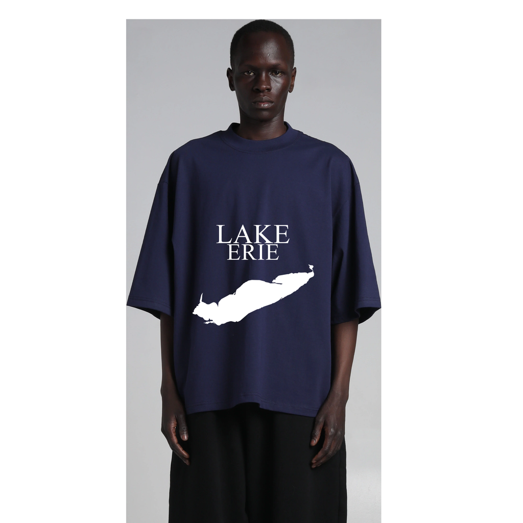 Lake Erie - Condensed Tall T-Shirt, Dark Navy