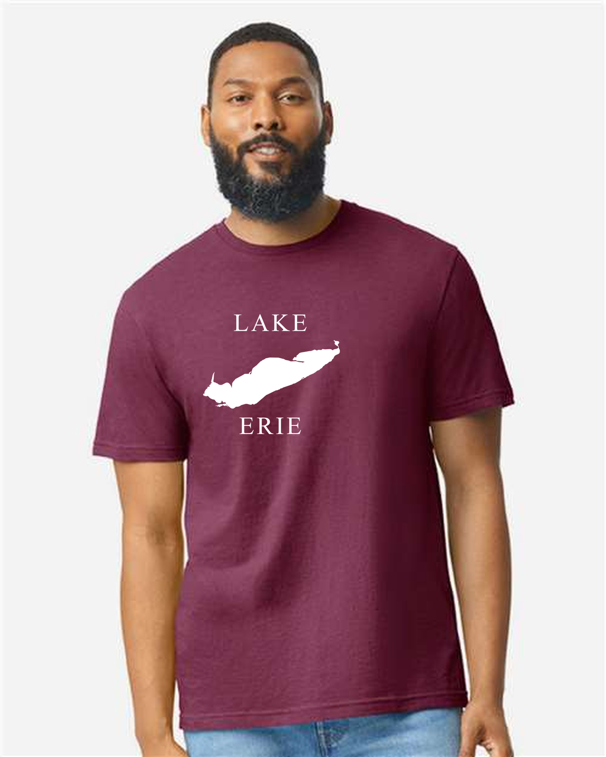 Lake Erie - Copperplate Sandwich T-Shirt, Maroon Mist