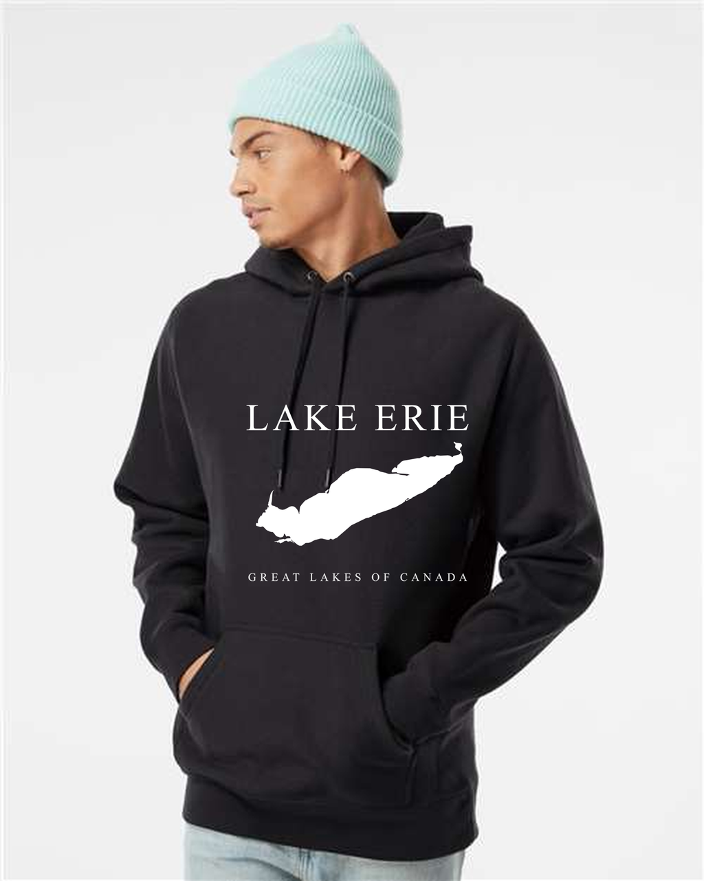 Lake Erie - Engraved Copperplate Hoodie, Black