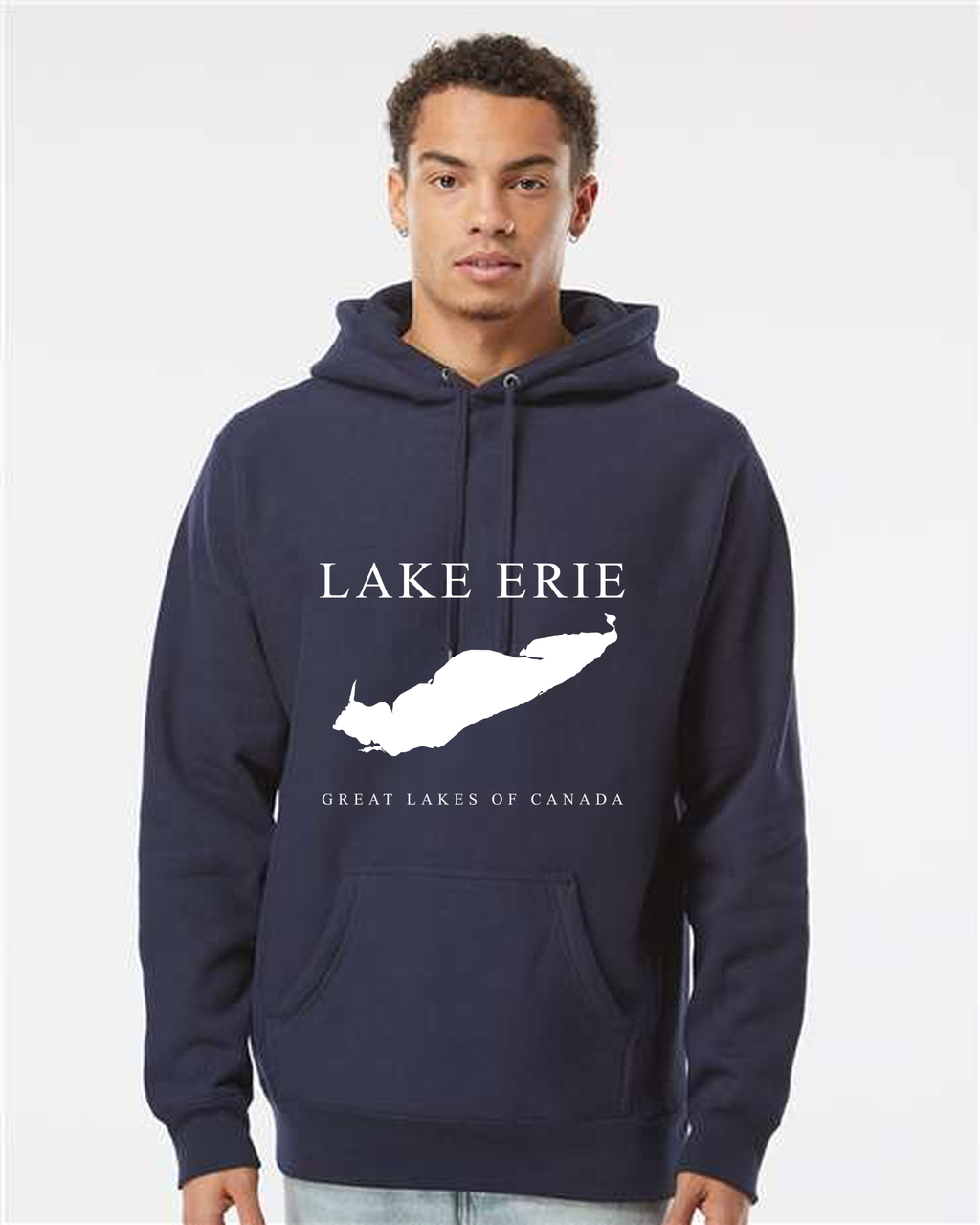 Lake Erie - Engraved Copperplate Hoodie, Classic Navy