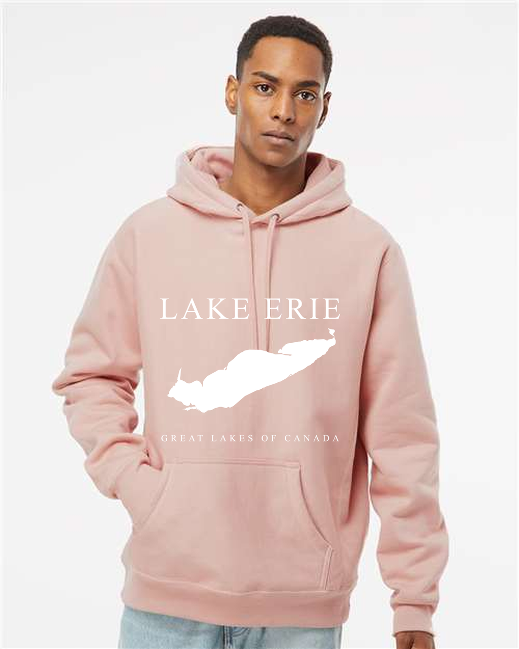 Lake Erie - Engraved Copperplate Hoodie, Dusty Pink