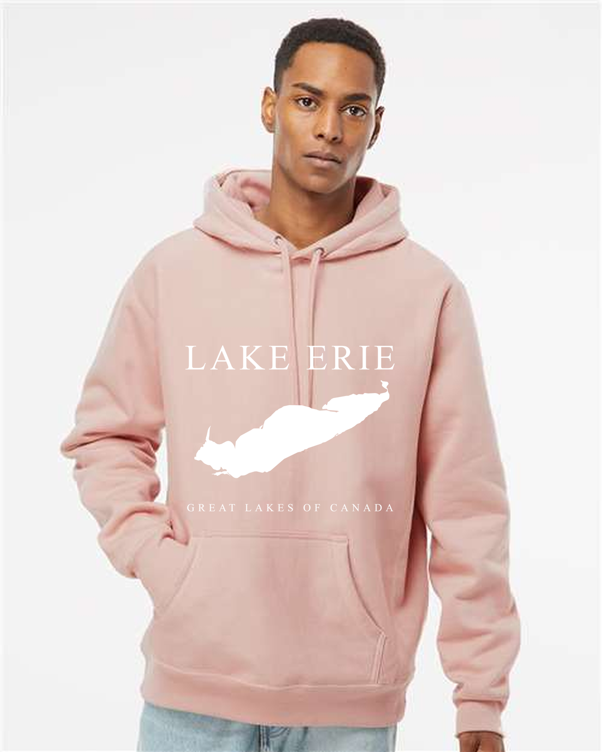 Lake Erie - Engraved Copperplate Hoodie, Dusty Pink