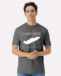 Lake Erie - Engraved Copperplate T-Shirt, Charcoal