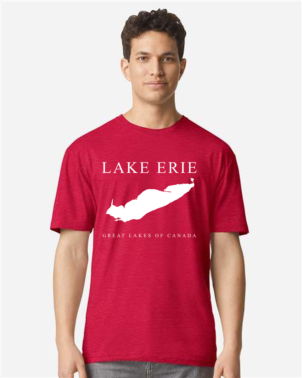 Lake Erie - Engraved Copperplate T-Shirt, Cherry Red