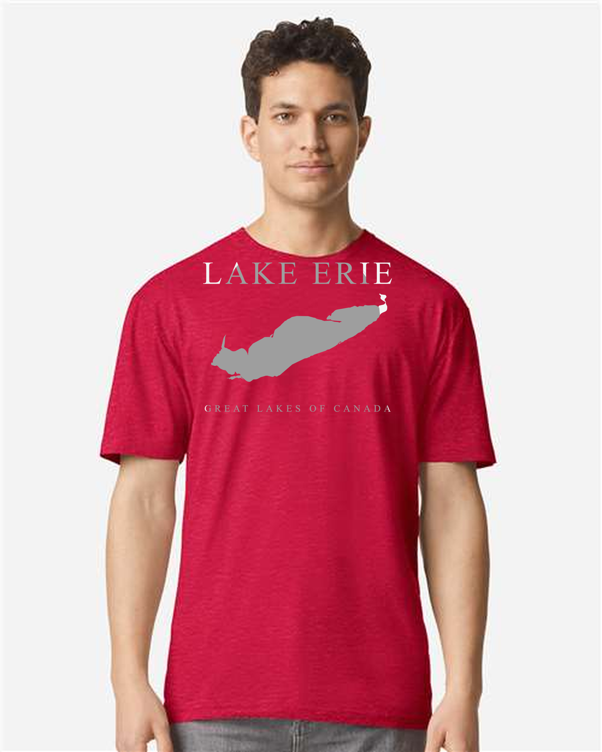 Lake Erie - Engraved Copperplate T-Shirt, Cherry Red