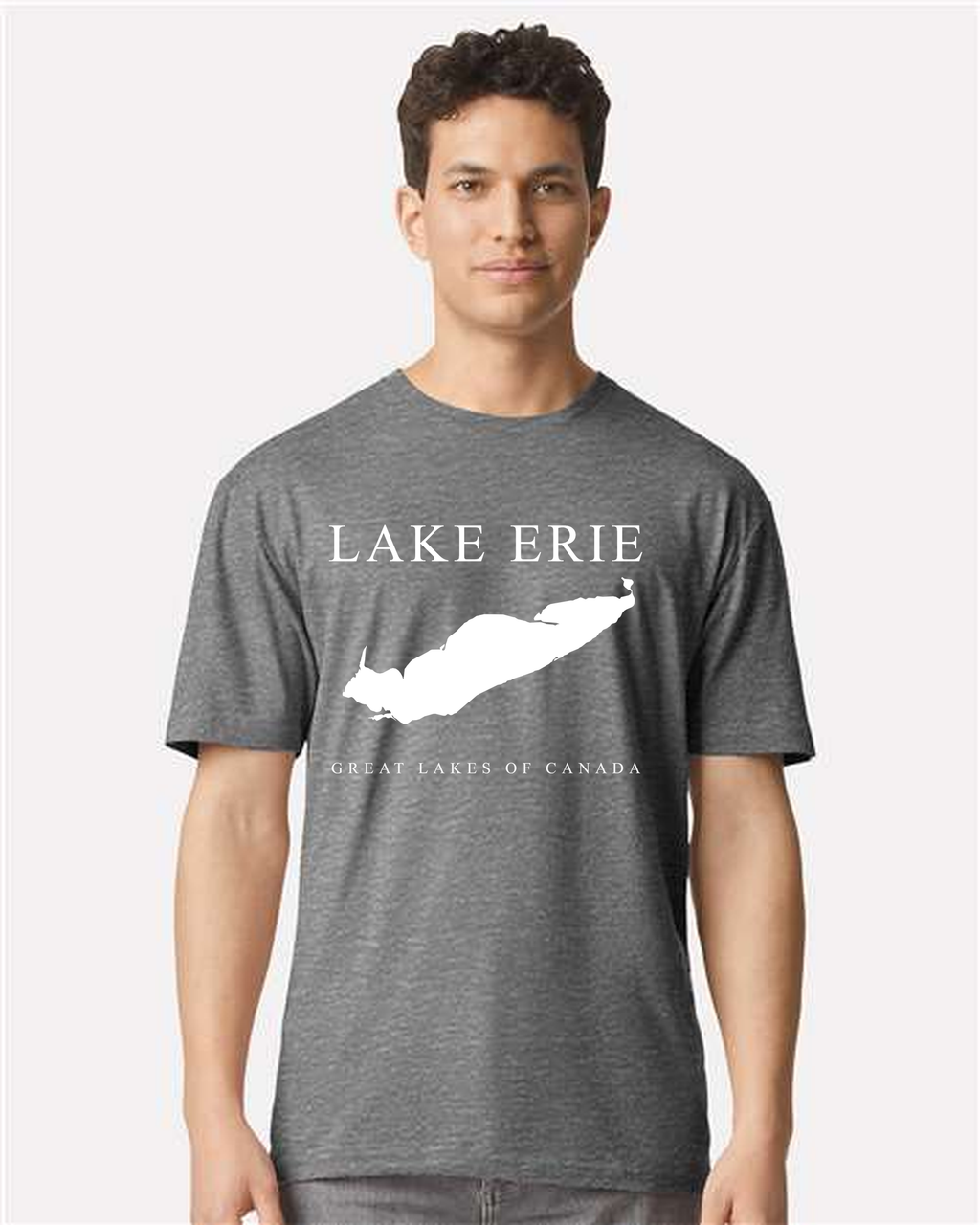 Lake Erie - Engraved Copperplate T-Shirt, Graphite Heather