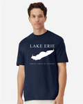 Lake Erie - Engraved Copperplate T-Shirt, Navy