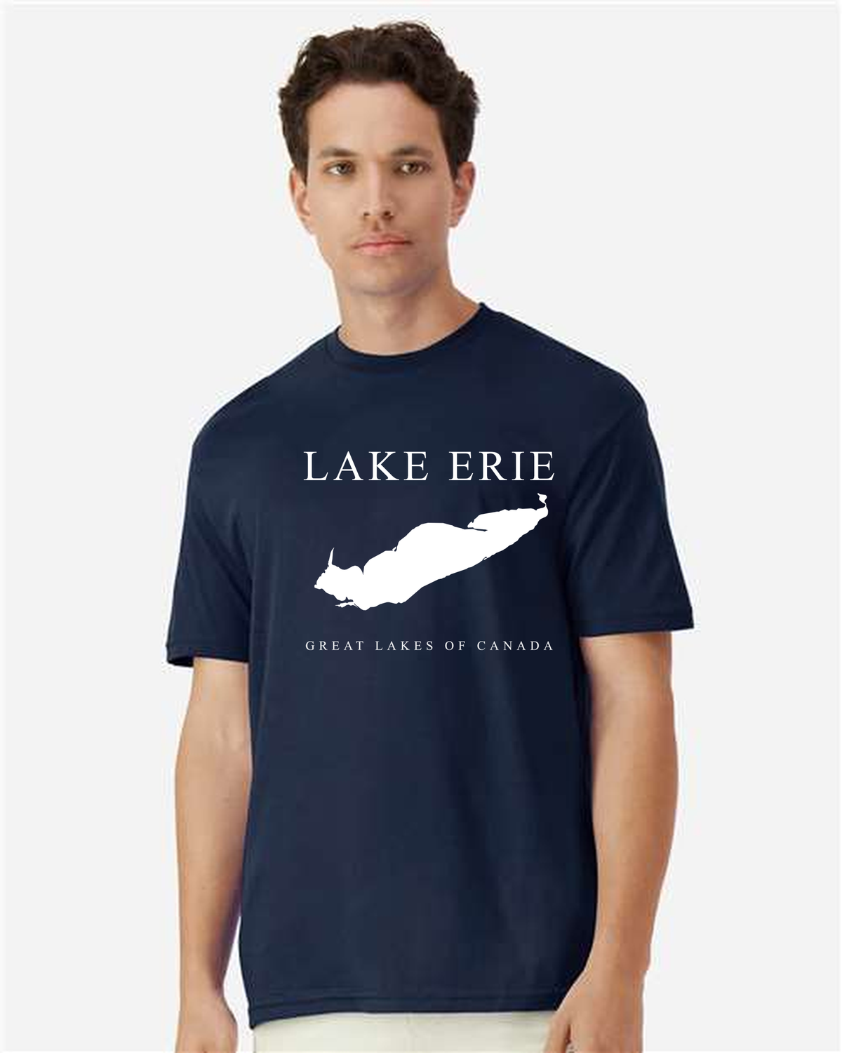 Lake Erie - Engraved Copperplate T-Shirt, Navy
