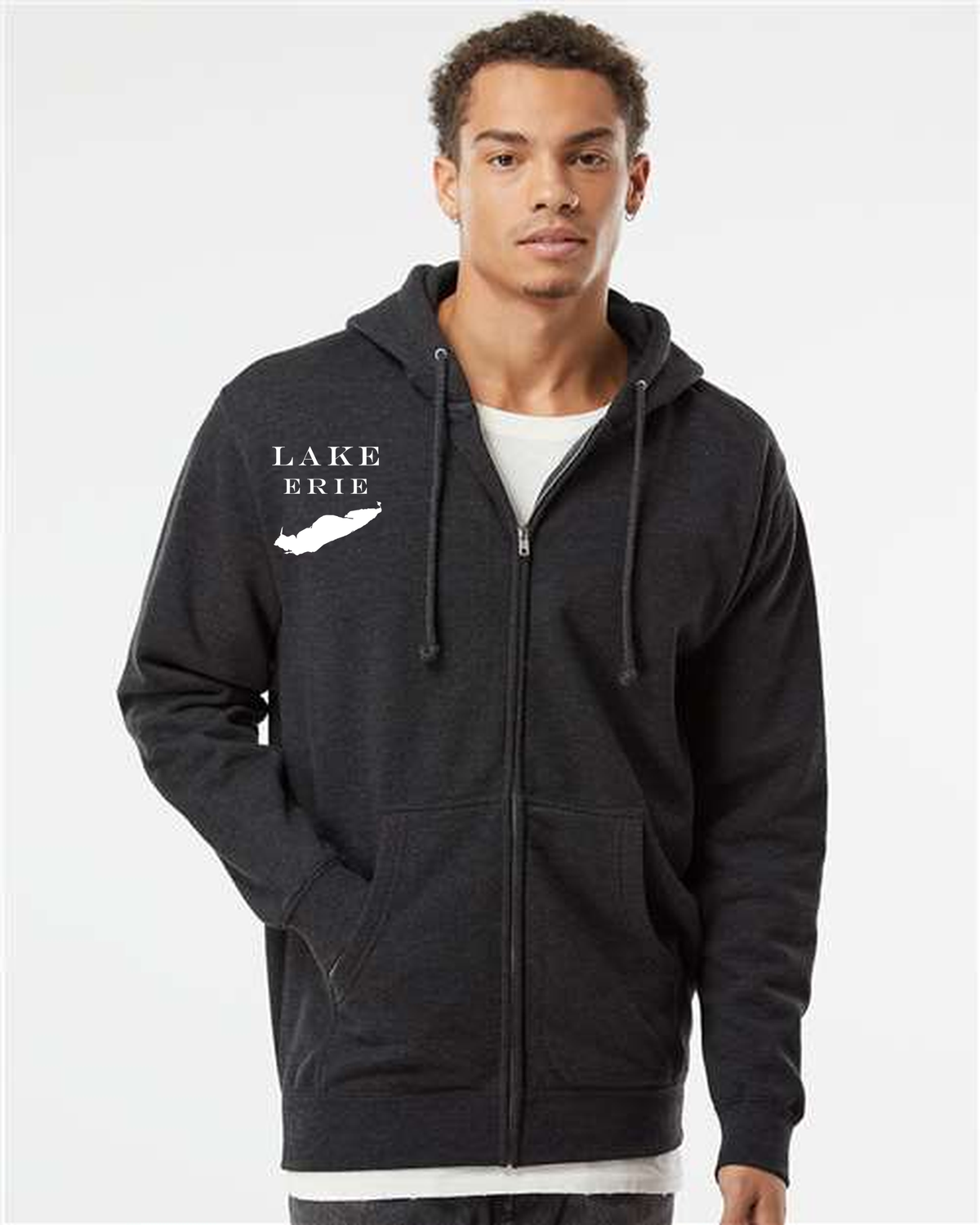 Lake Erie - Engravers Label Hoodie, Charcoal Heather