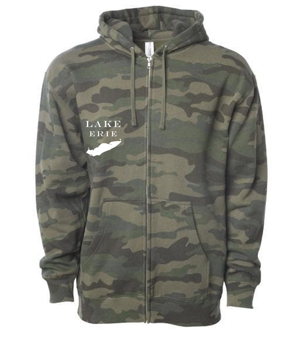 Lake Erie - Engravers Label Hoodie, Forest Camo