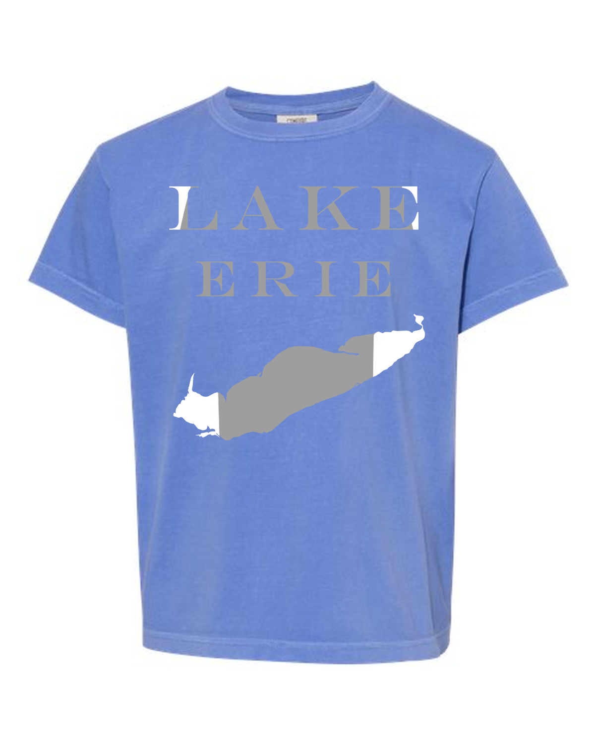Lake Erie - Engravers Label T-Shirt, Flo Blue