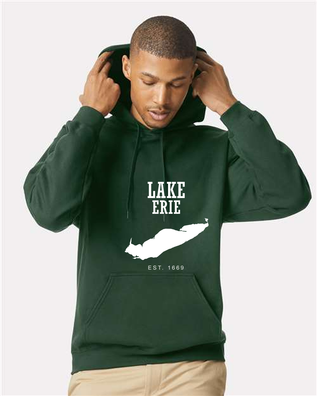 Lake Erie - Impact Statement Hoodie, Forest Green