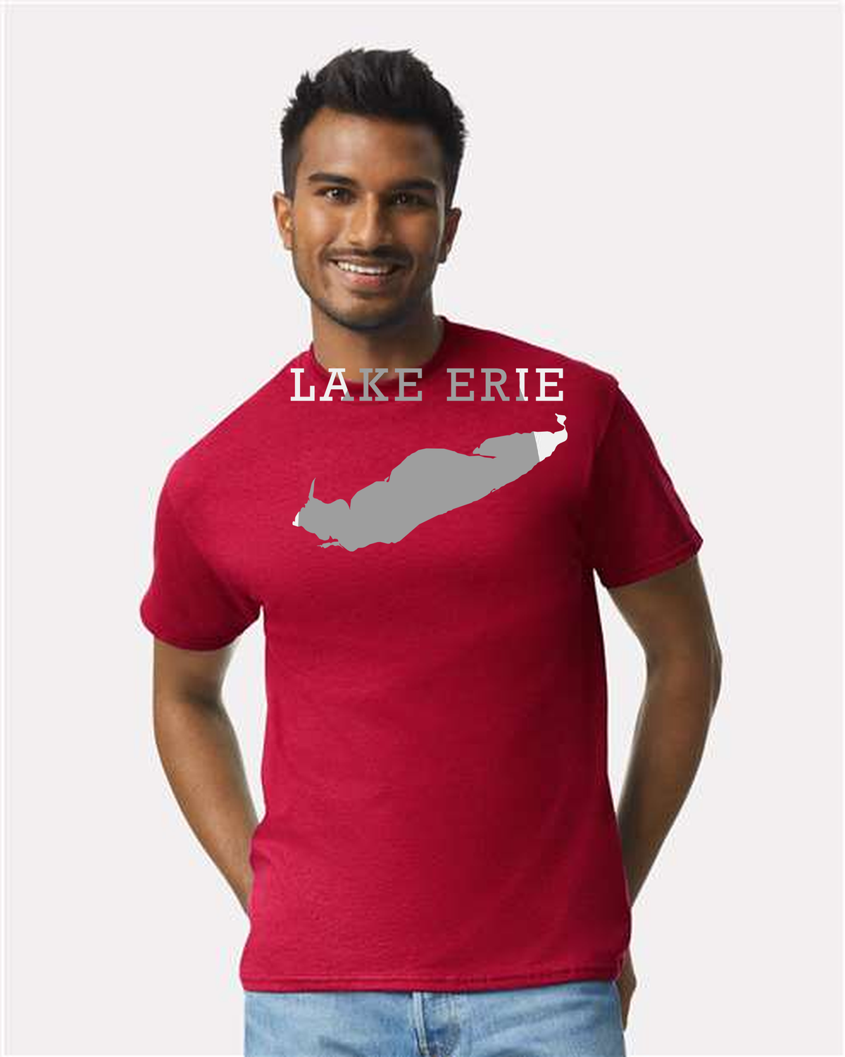 Lake Erie - Rockwell Broad T-Shirt, Cherry Red