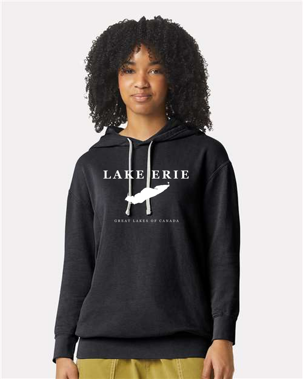 Lake Erie - Serif Classic Hoodie, Black