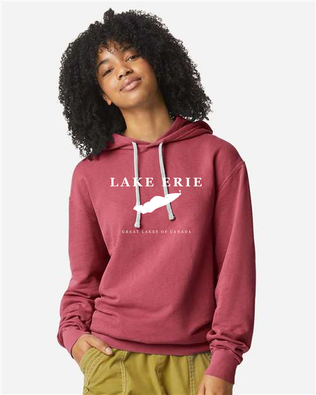 Lake Erie - Serif Classic Hoodie, Crimson
